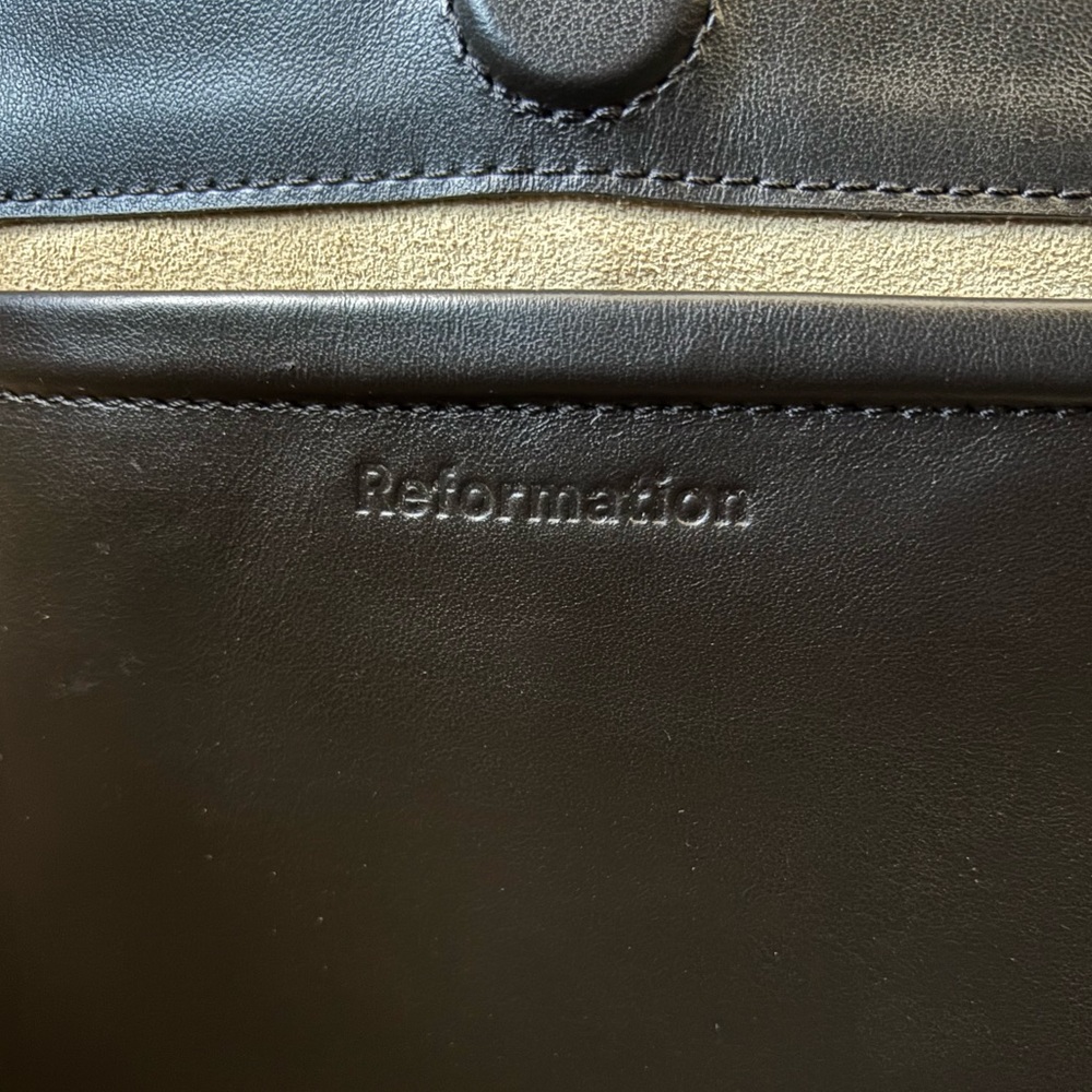 Reformation Black Rafaella Trapeze Tote Bucket Bag - Picture 6 of 11